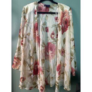 Womens size 14 Floral Sheer Cottagecore Fairy Cardigan Lightweight Spring Summer